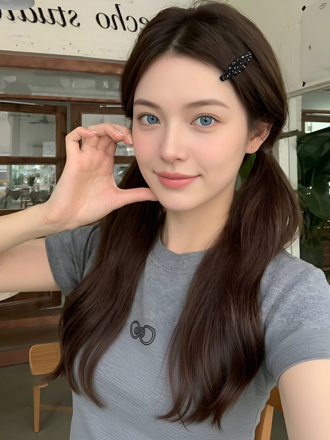 Women's hair clips and combs: metal hair clip with rhinestones, oval shape, fine sparkle, korean style, fresh and sweet look, for side