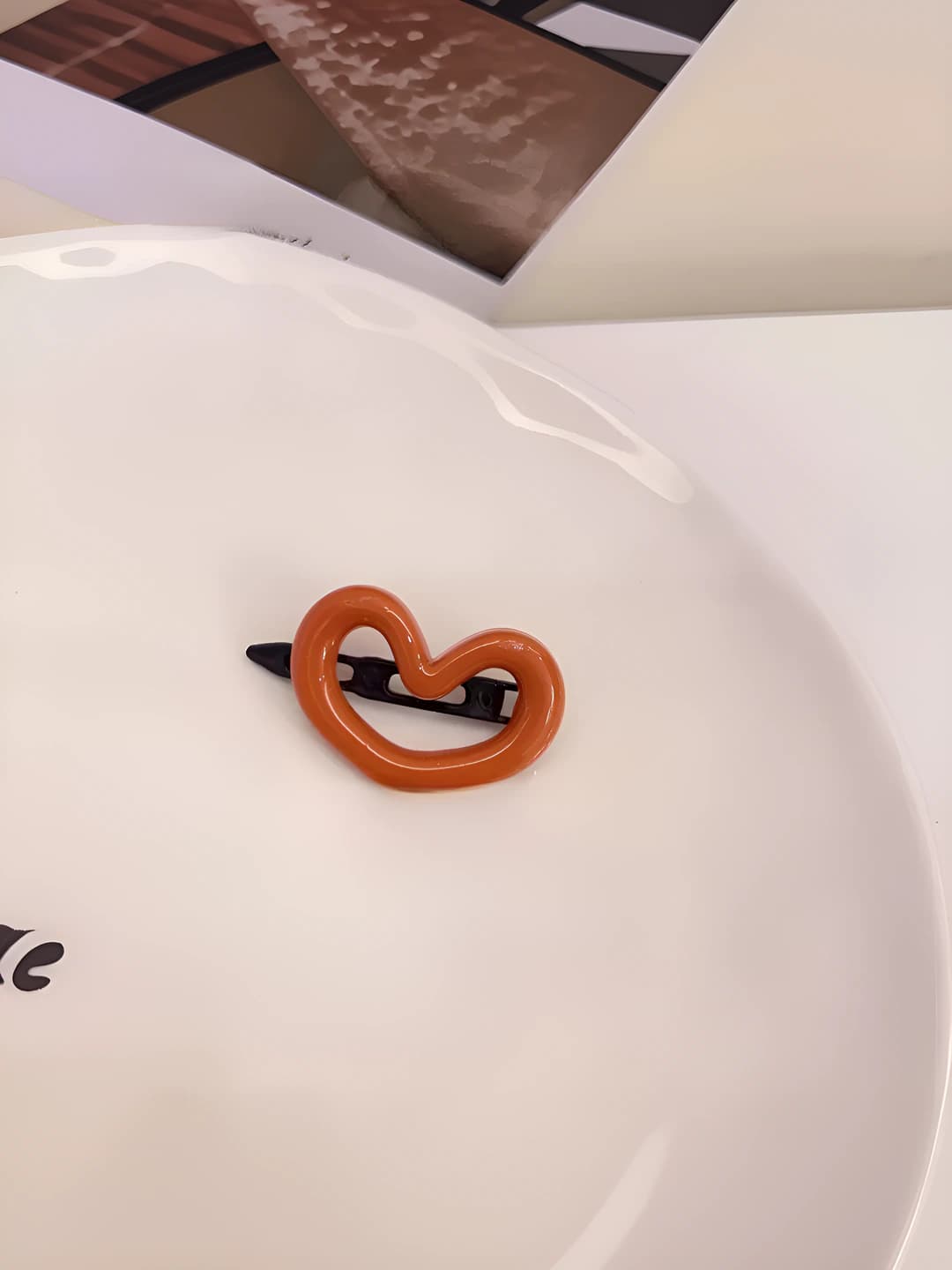 Orange heart hair clip