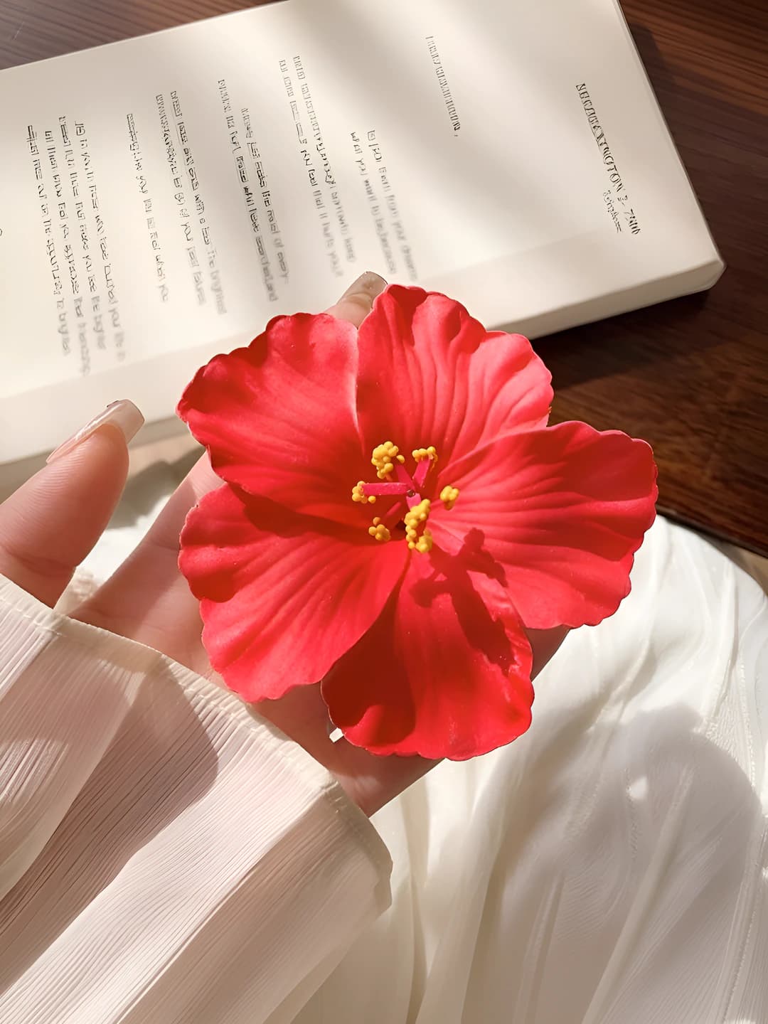 1# Red plumeria hair clip ~9.5 cm