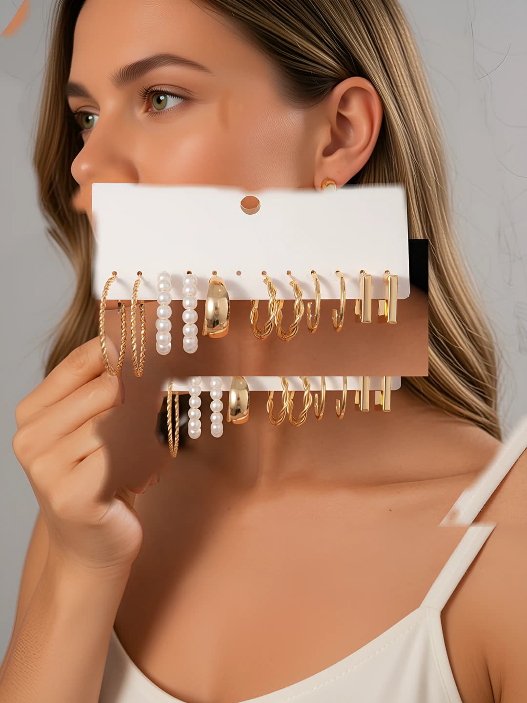 Women's metallic geometric twisted silver earrings, 925 silver post, elegant design