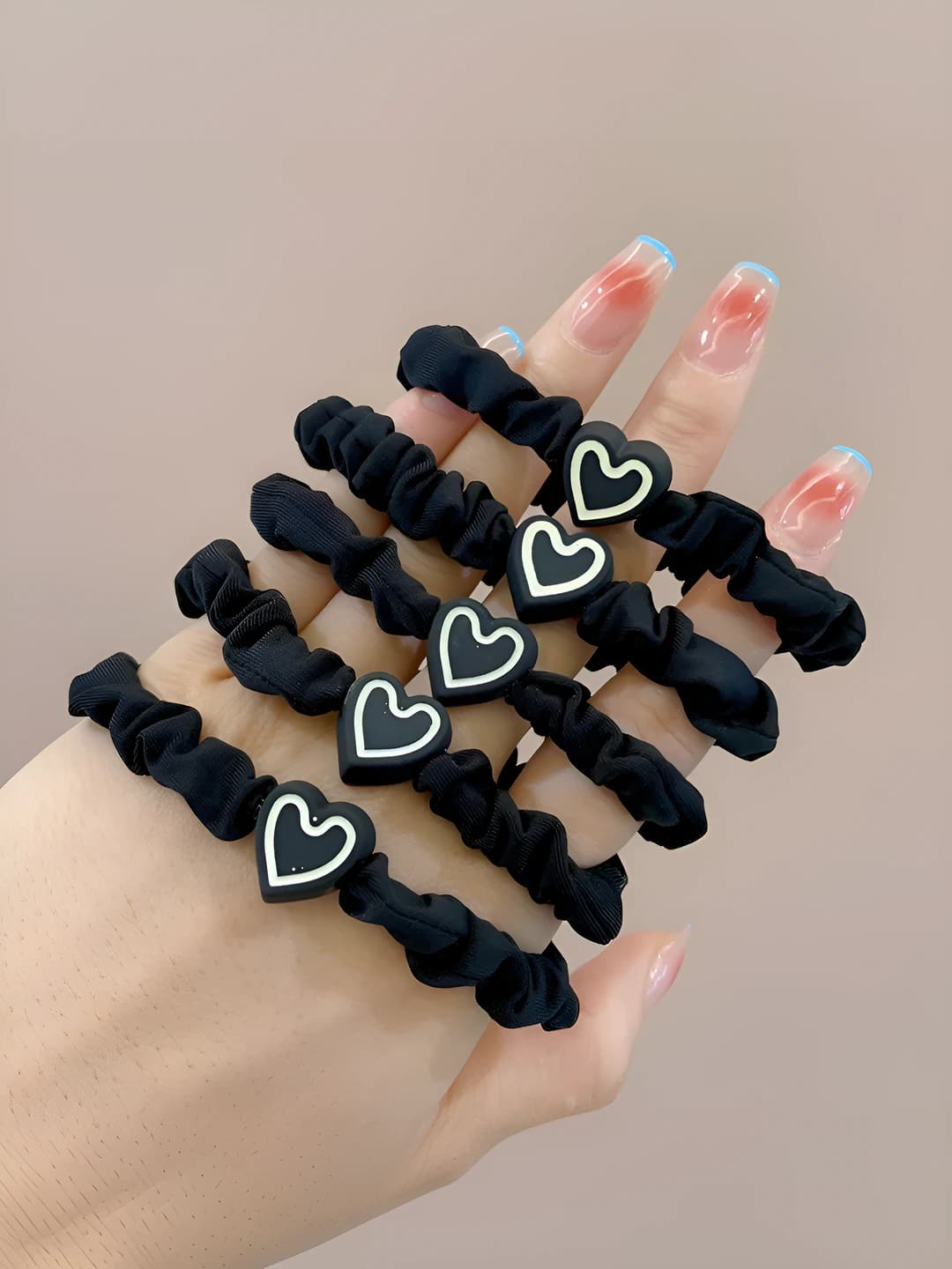 Чёрный сердце резинка 5 шт