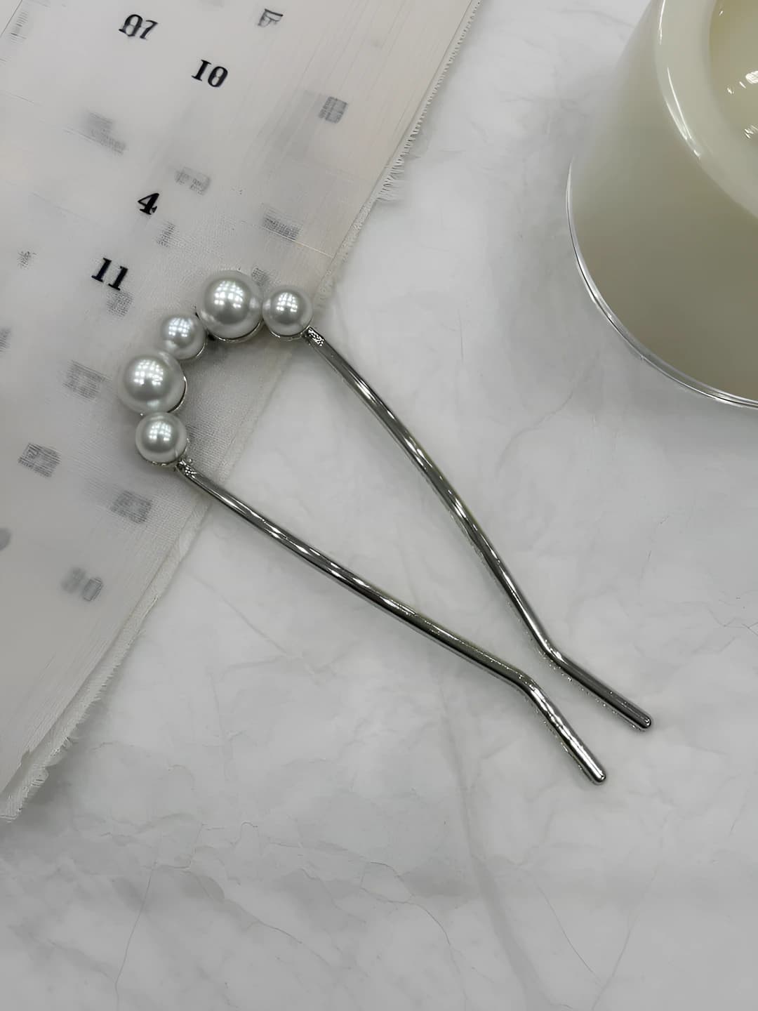 1# U-shape pearl silver