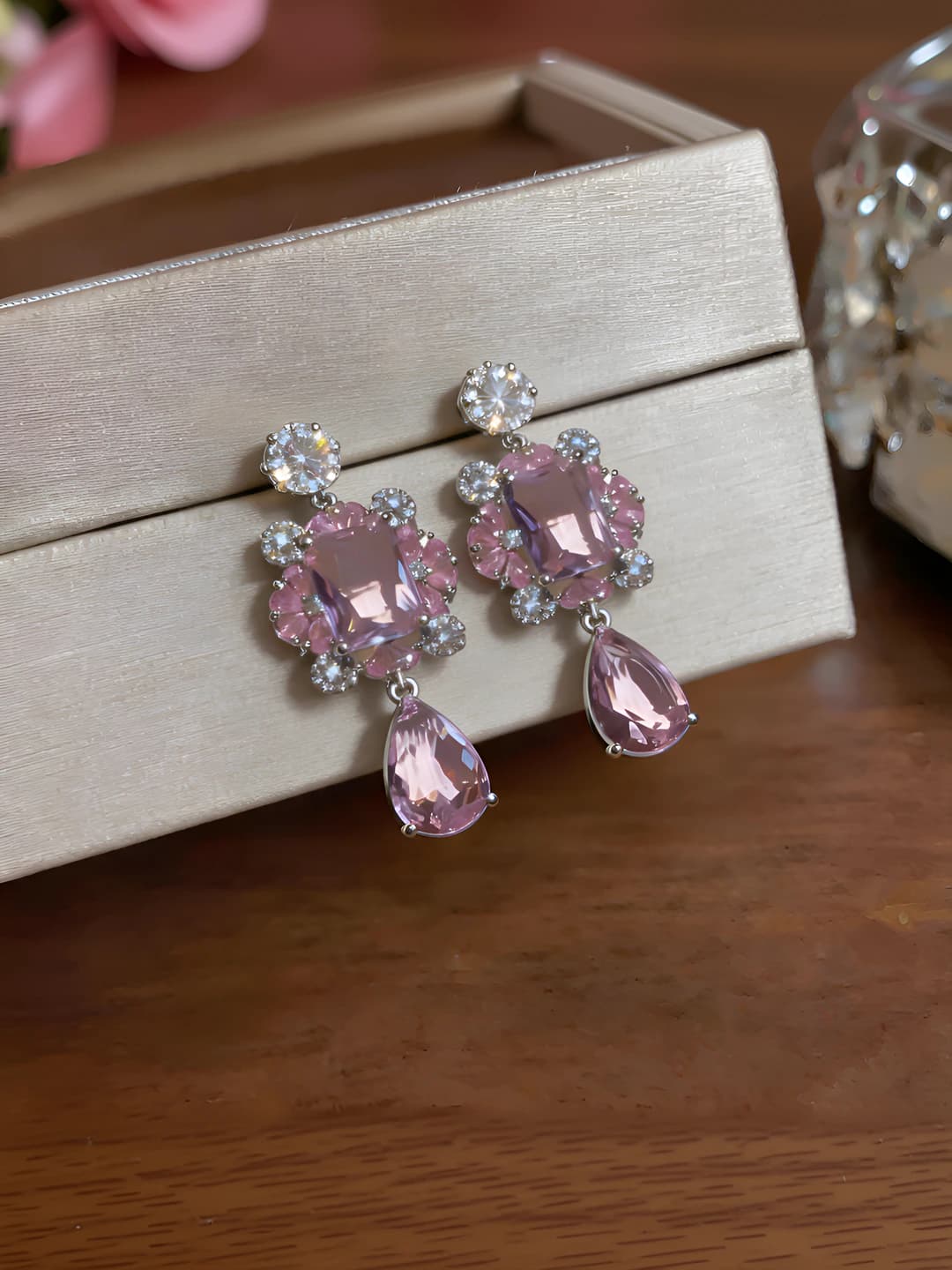 Silver post - Silver - Pink