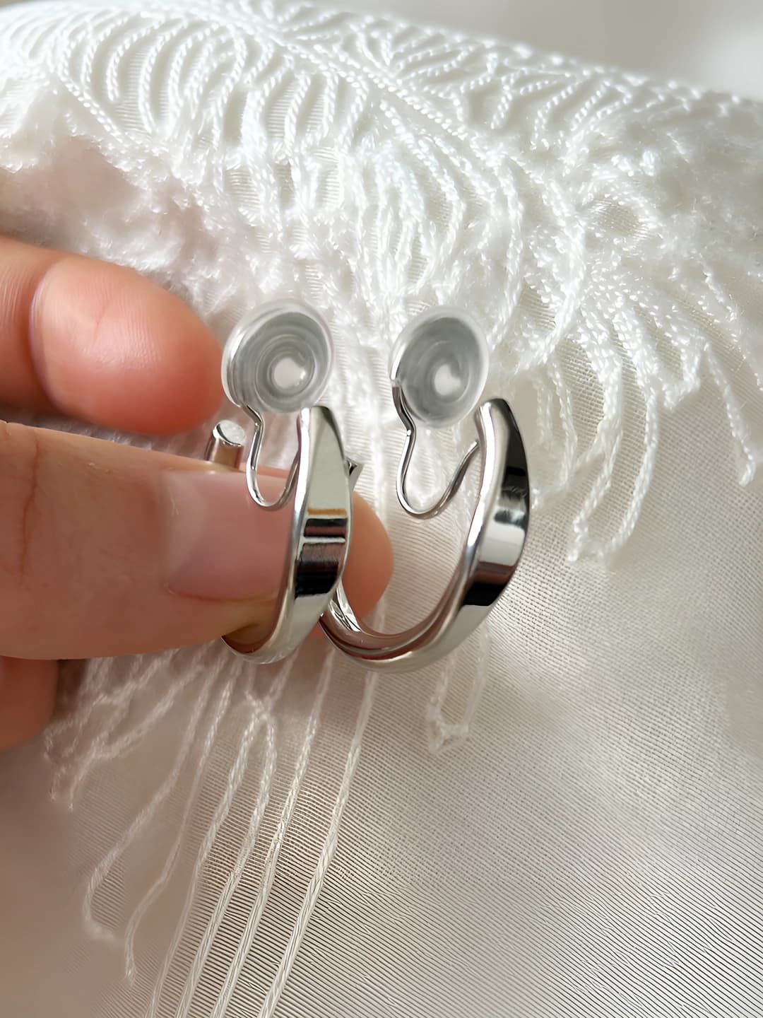 Silver, clip-on type, pair