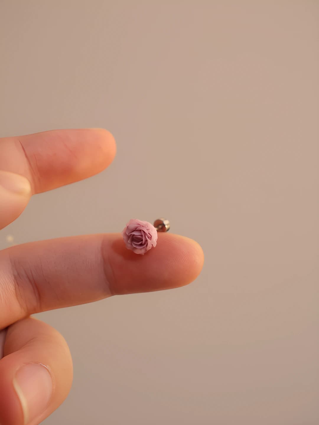 Purple resin rose spiral stud