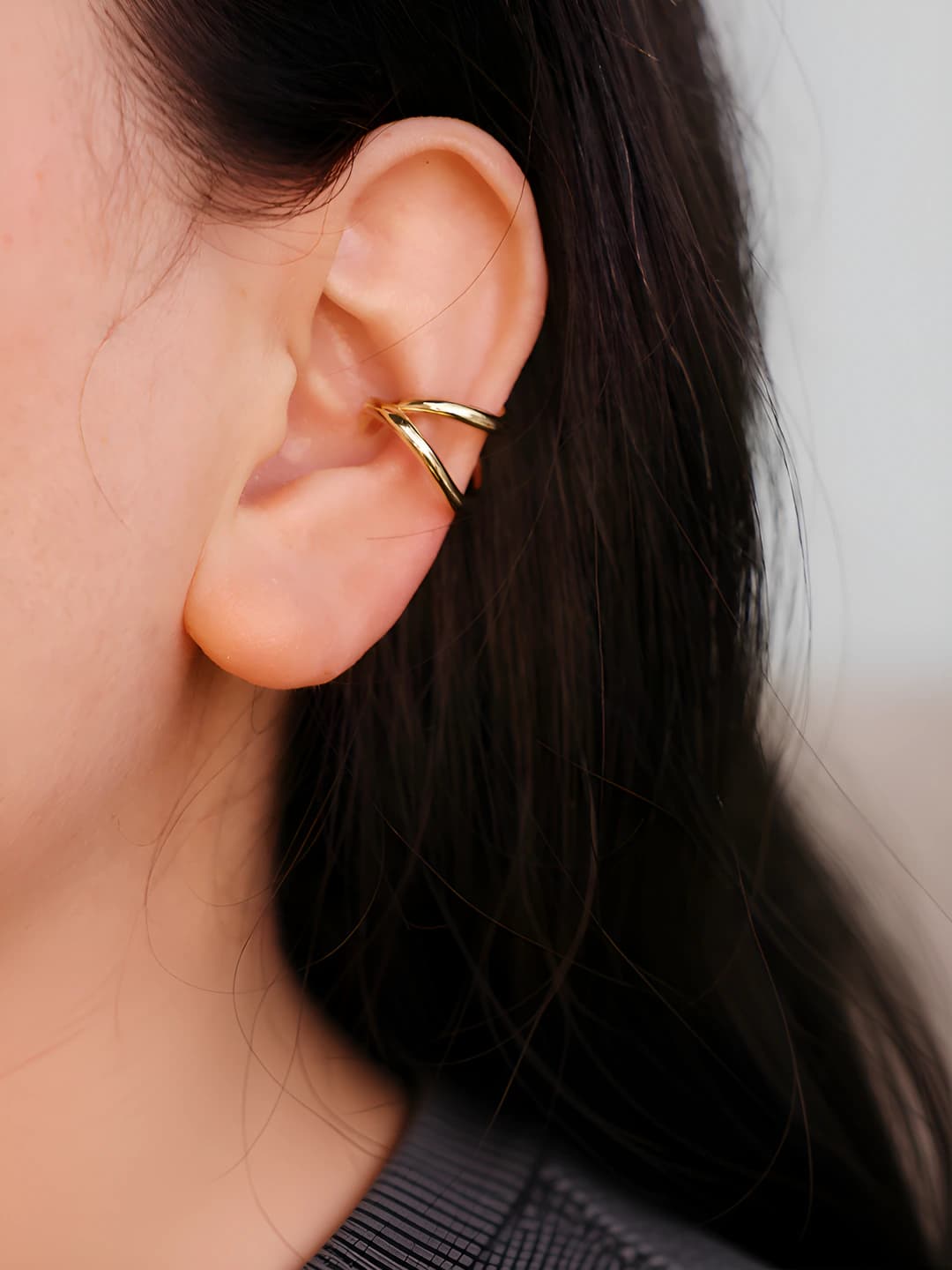 Double layer irregular ear cuff, 1 pc
