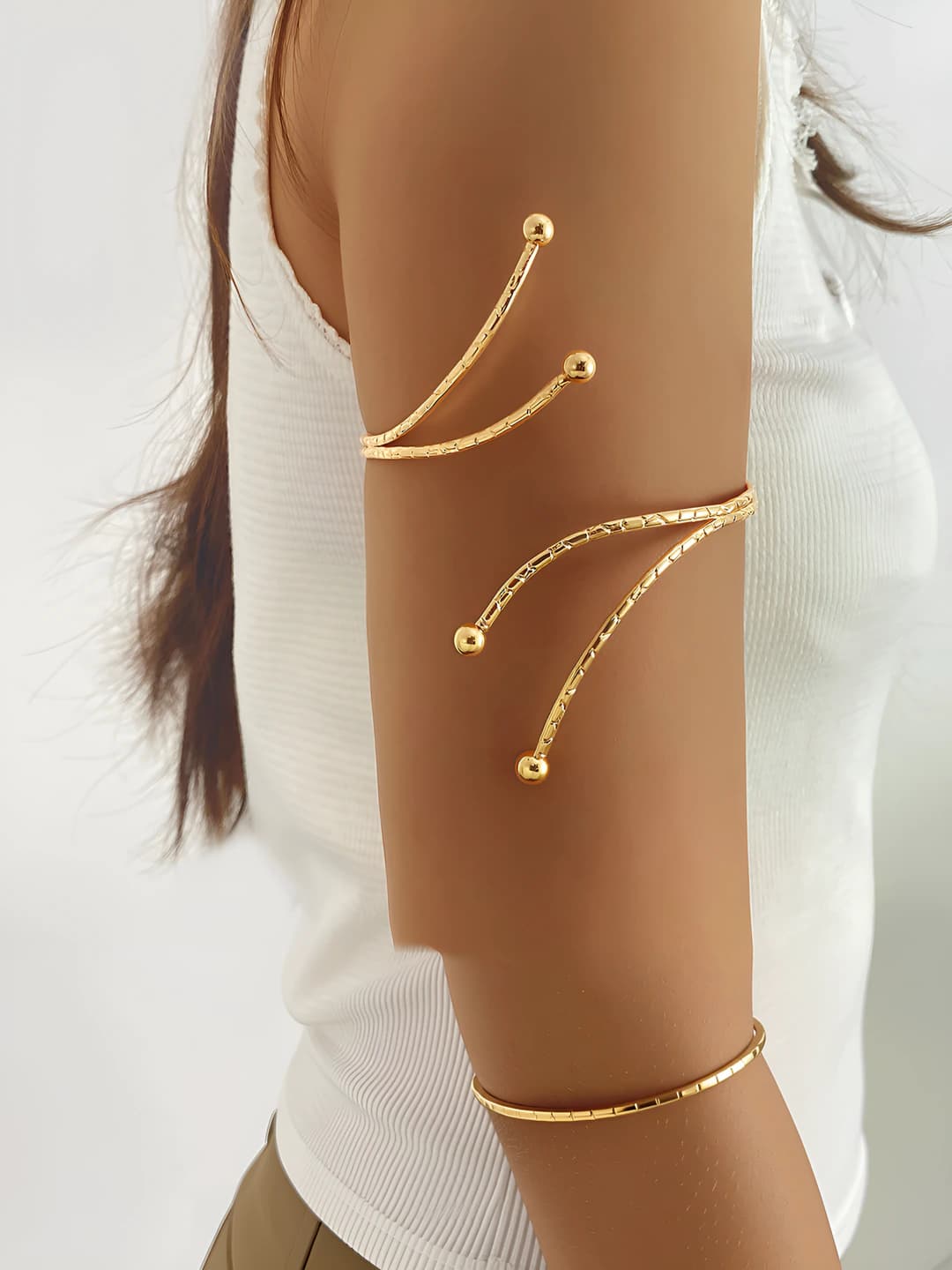 Women's open metal cuff bracelet, branch design element, individual style