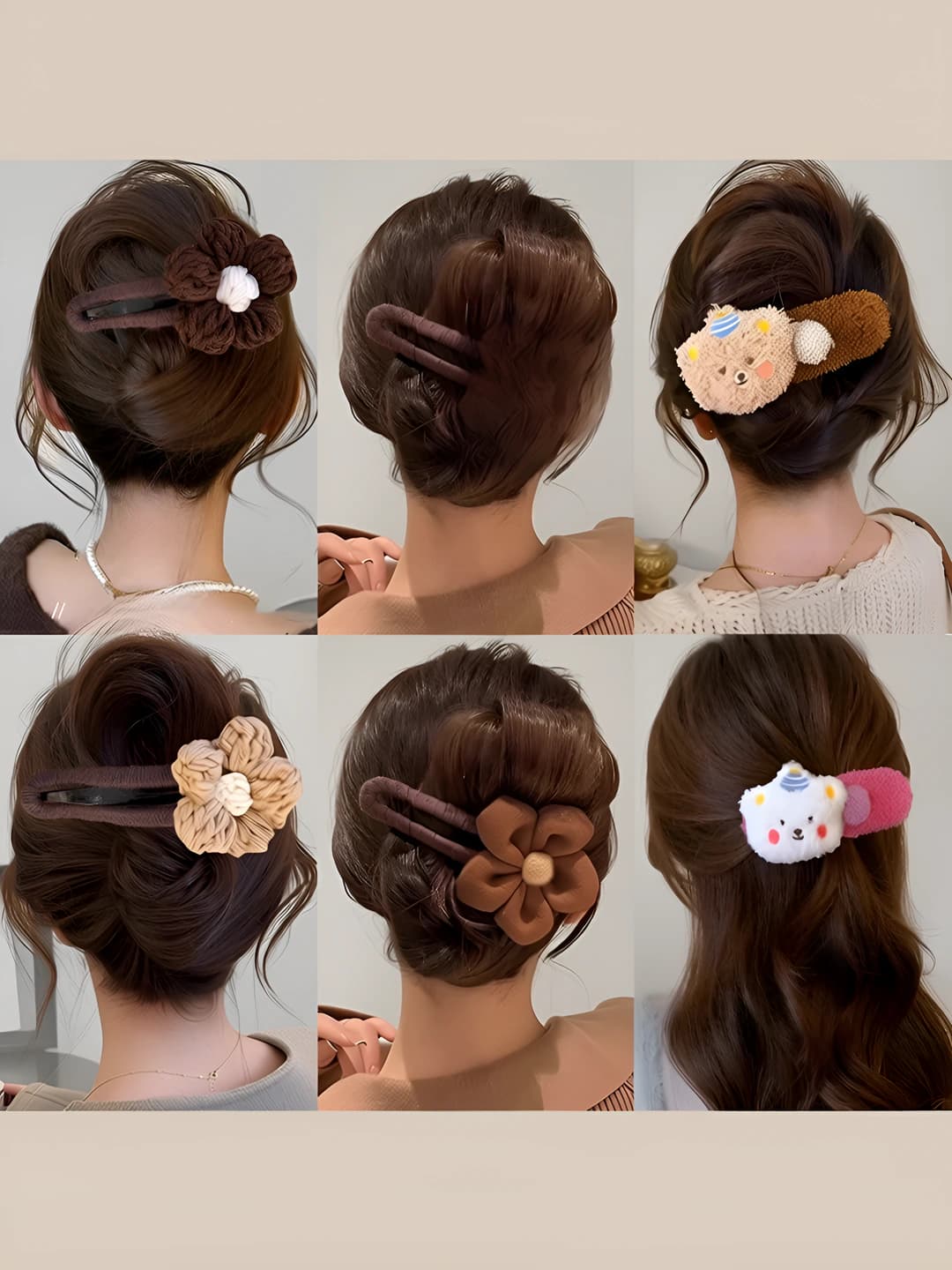 Women's summer floral fabric hair clips and combs, handmade, natural style