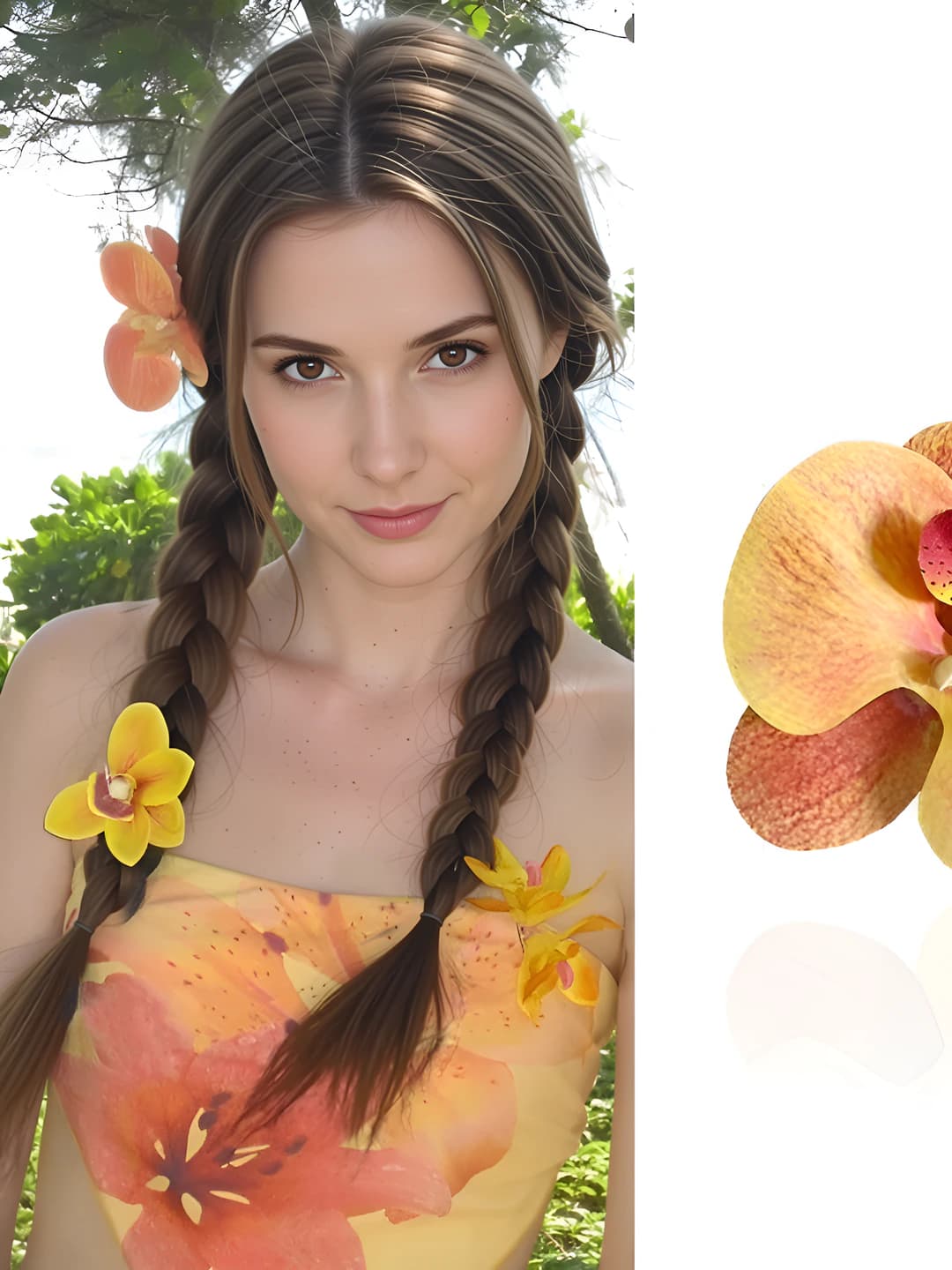 2# Orange-yellow 3D phalaenopsis