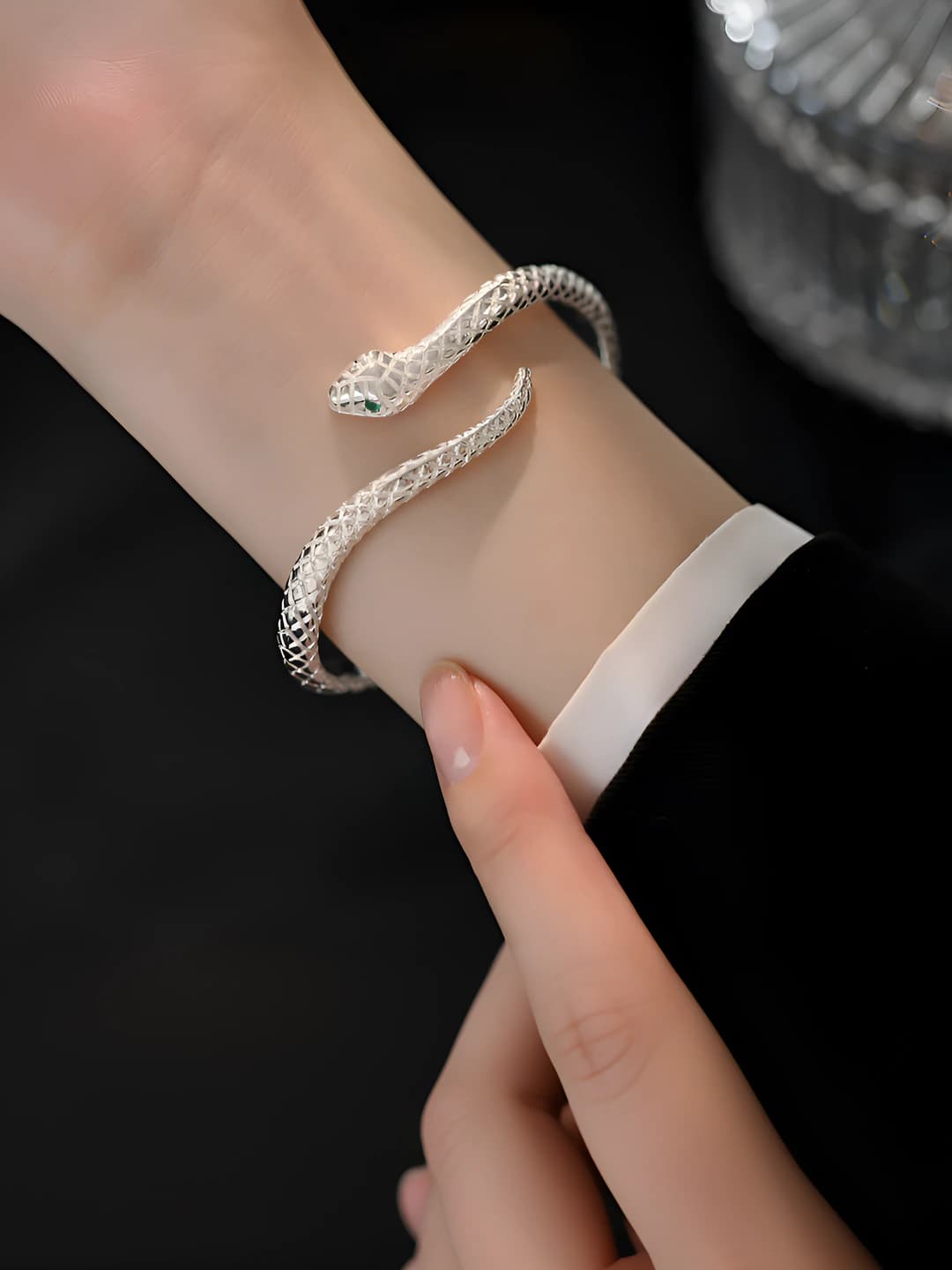 Women's snake open bracelet, adjustable, individual design element