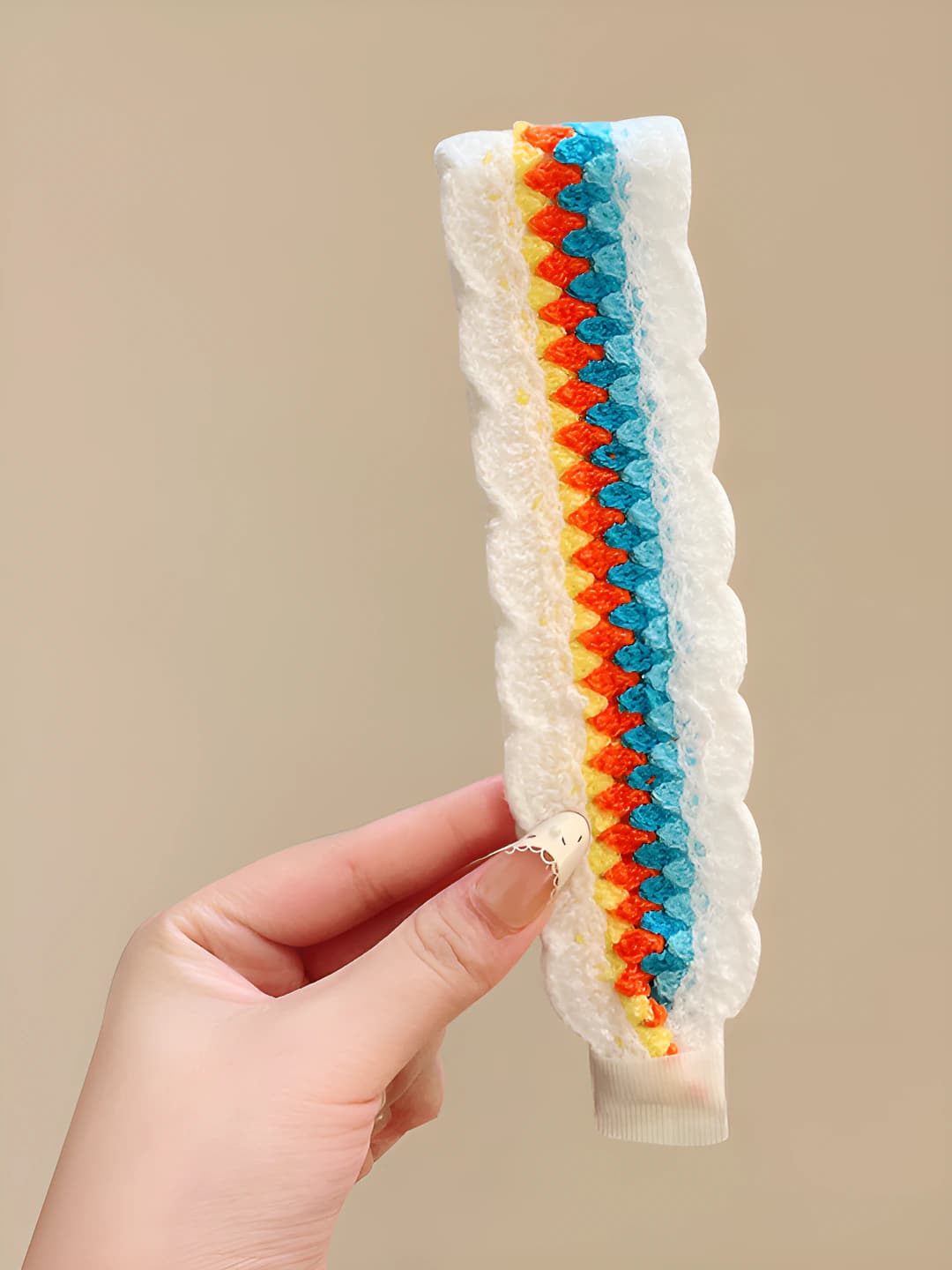 9# White rainbow braided 37.5 cm