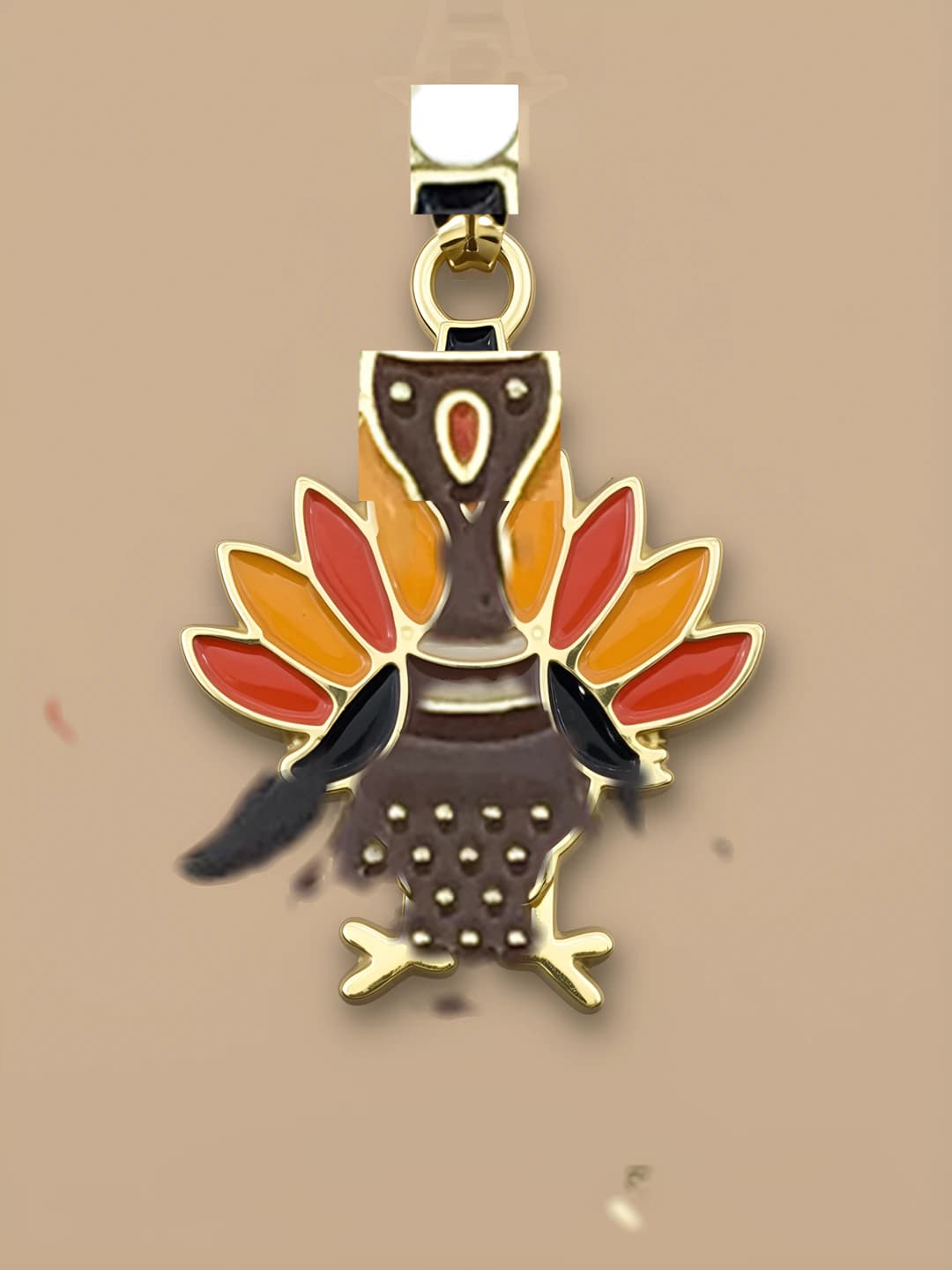 1 pc Coffee Thanksgiving turkey with hat 23x18mm-1.3g