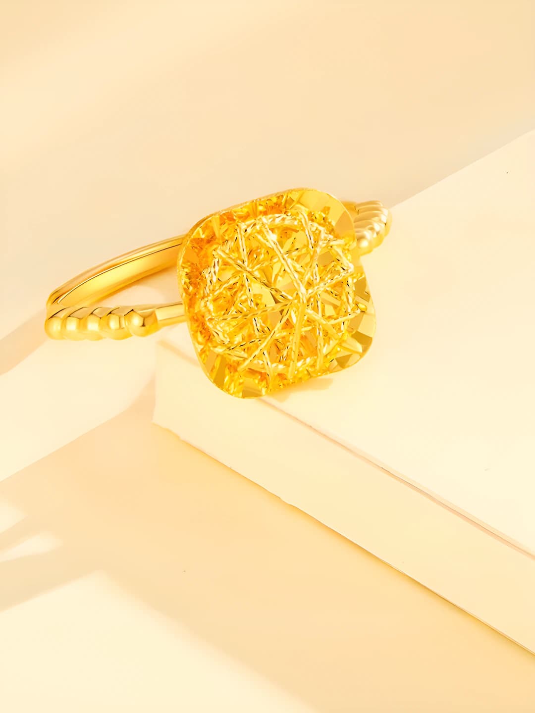 Women's 2026 Korean style geometric ring, made of copper, with electroplating, open band design