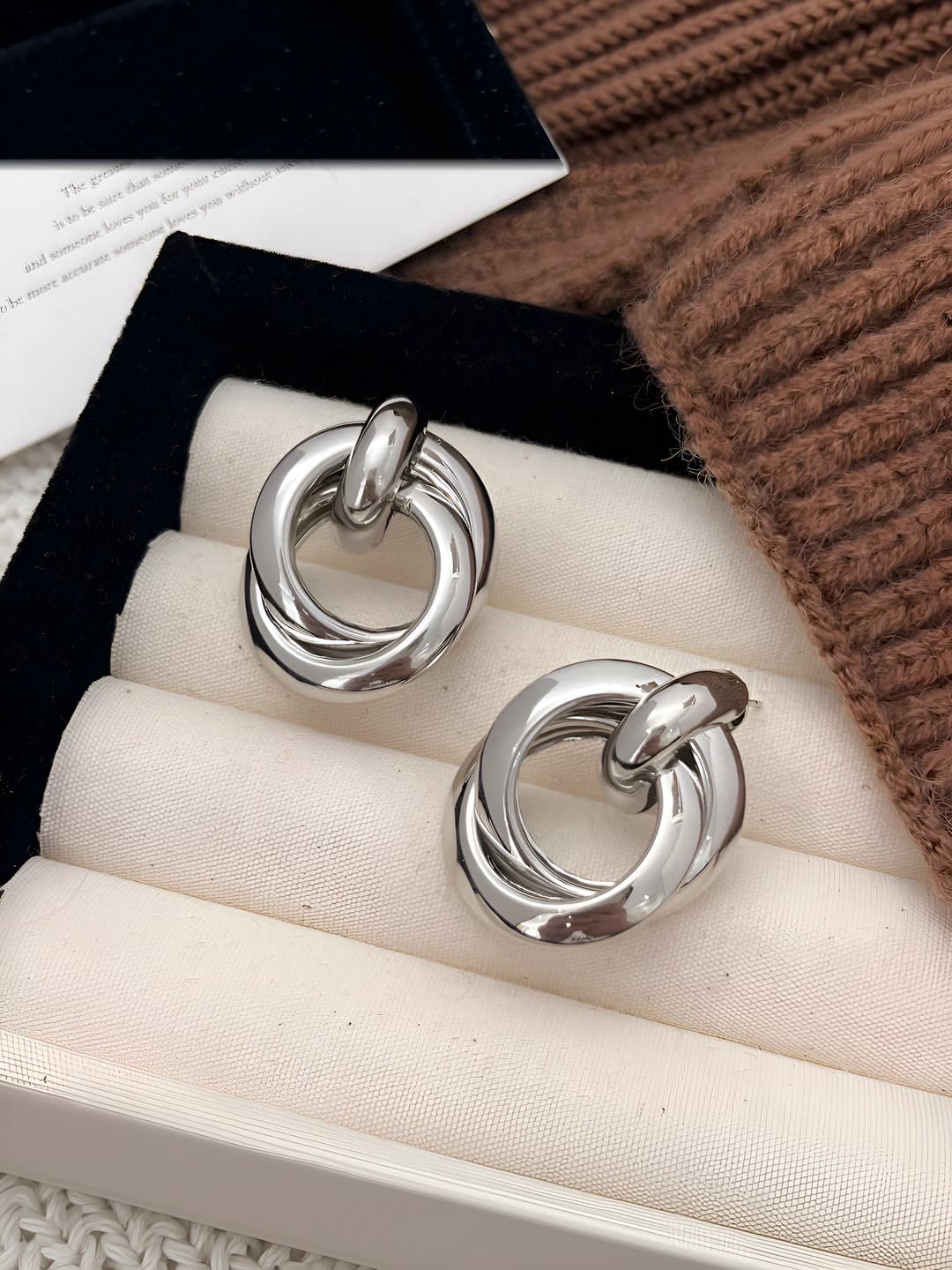 Silver hoop earrings, large