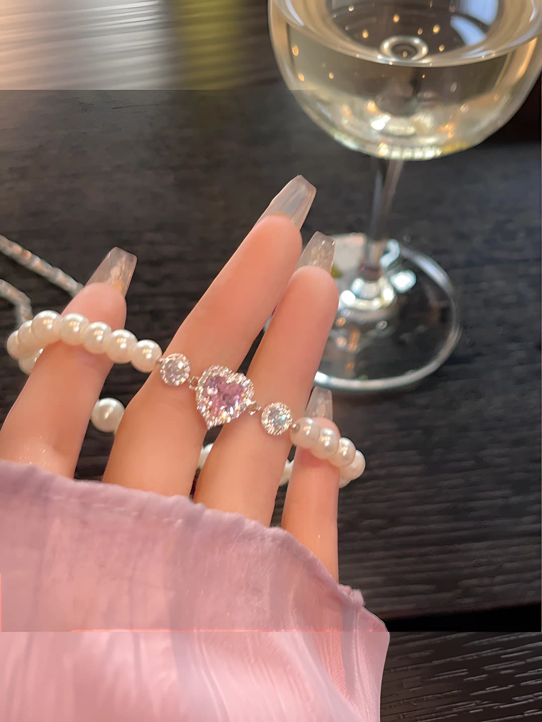 Bracelet - White - Pink