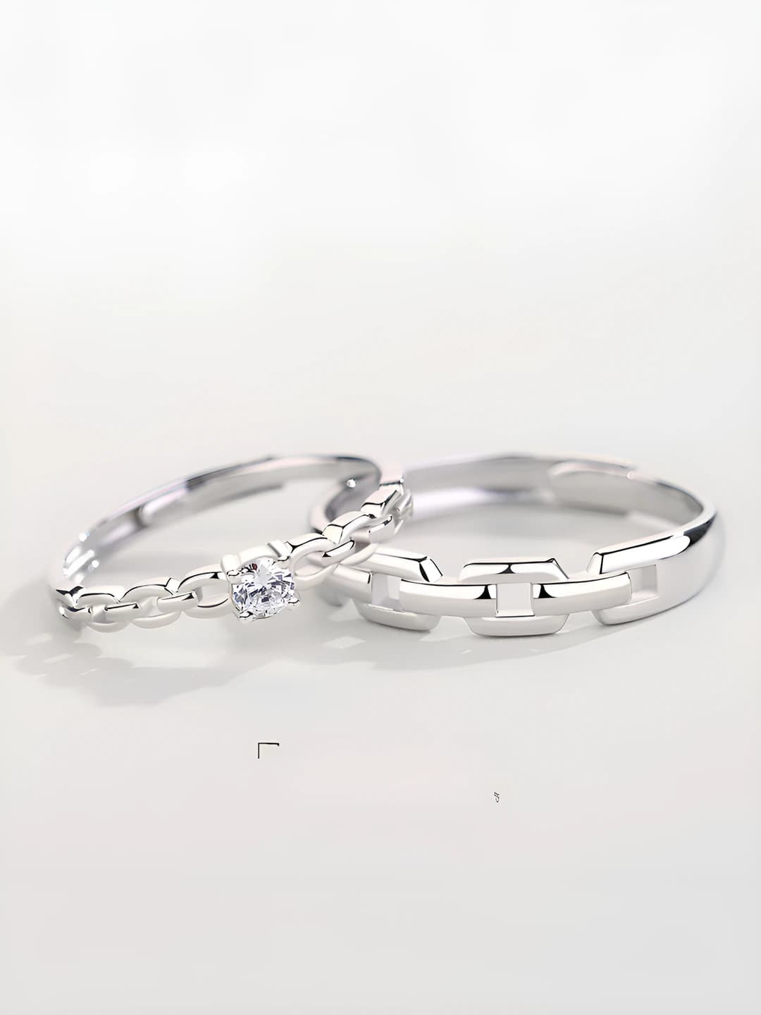 Women's couple rings: simple, zircon, open type, geometric shape, mesh design element, Chinese style, retro