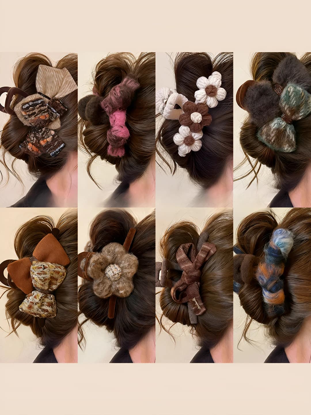 Women's hair clips and combs autumn-winter: PS material, large size, for back of head, for thick hair, 2026 new model, design element: bow and plaid, style: light luxury
