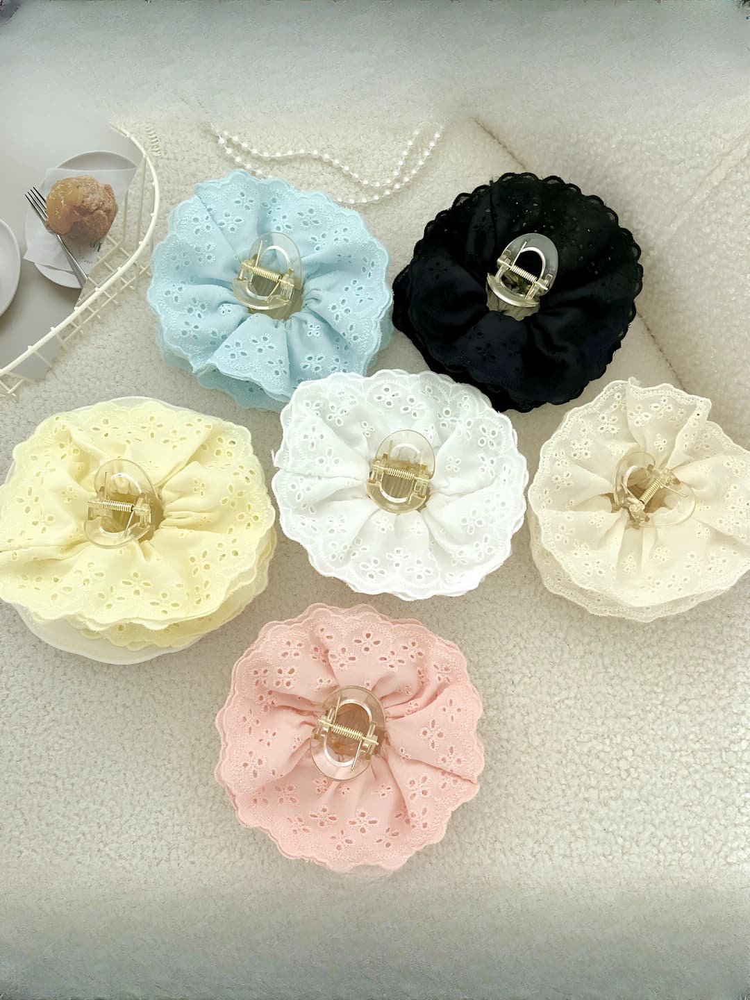 Женский кружевной зажим для волос, в корейском стиле, большого размера, ручной работы, асимметричный элемент дизайна