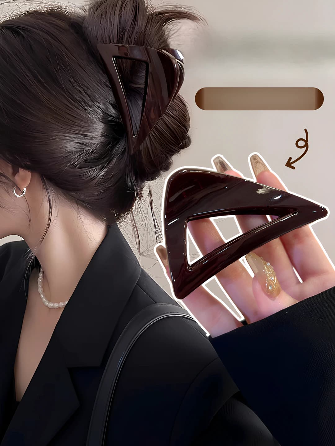 Women's hair clips and combs: chocolate brown, 2026, premium, autumn, back of head, kids style