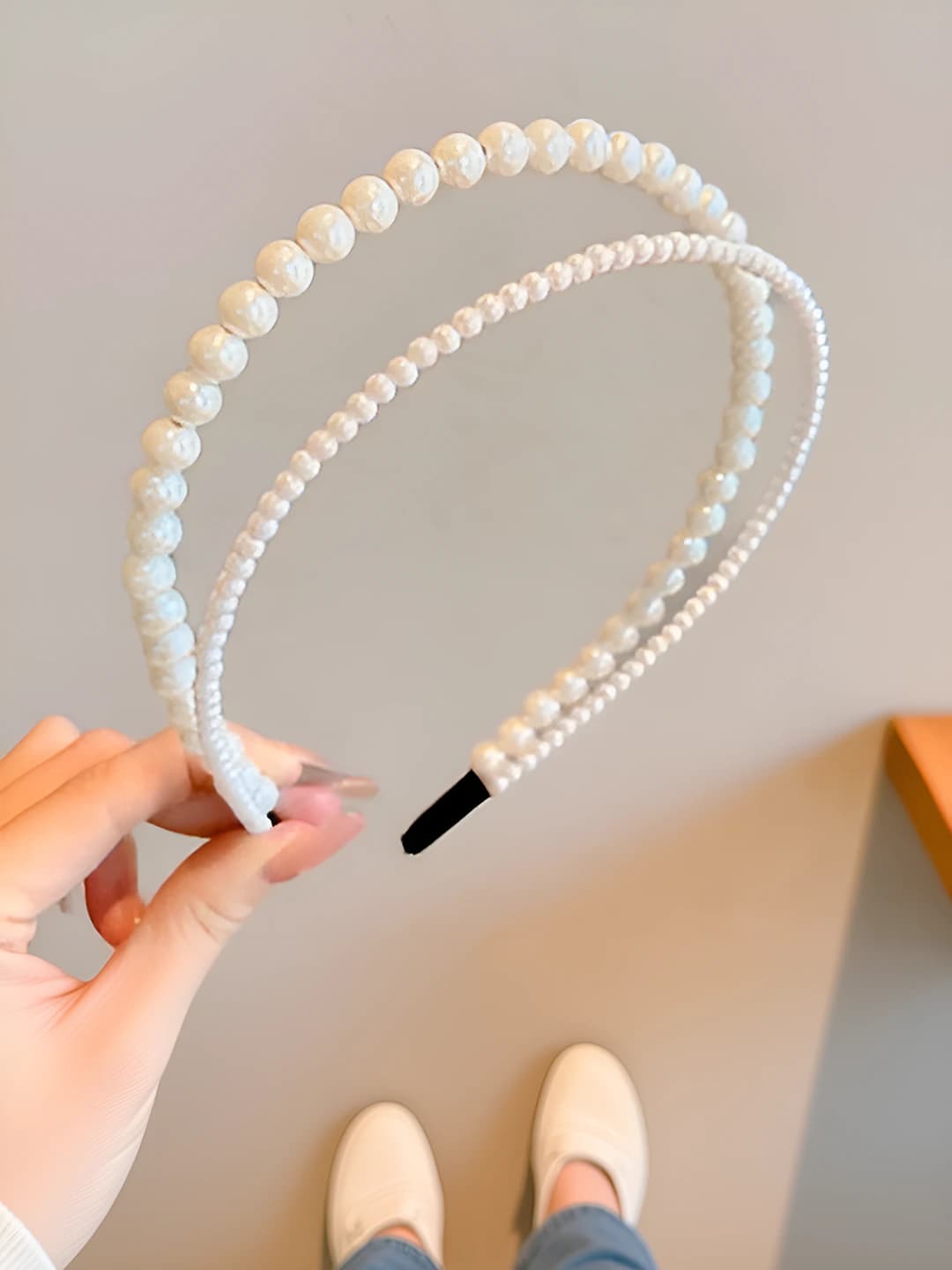 1# Double layer pearl headband