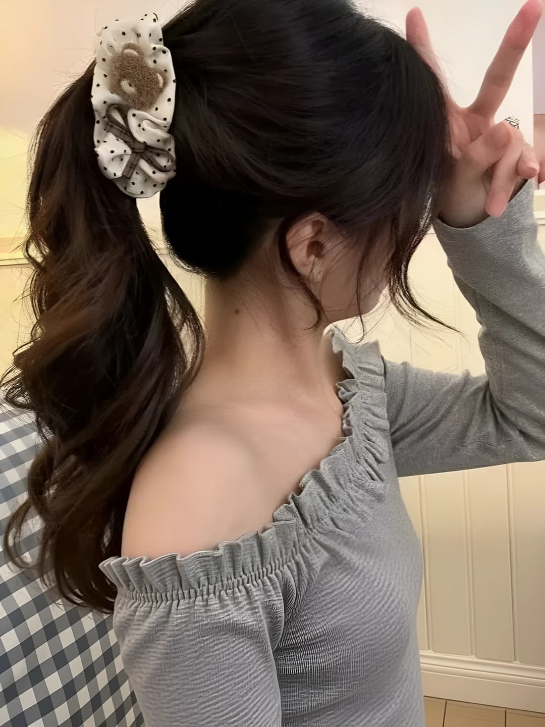 5# Белый фон с чёрными точками медведь ~10cm - верхняя часть