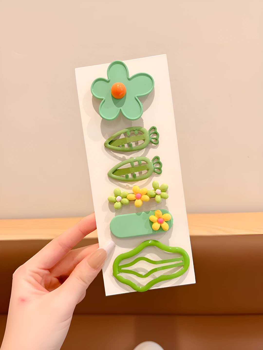4# Green flowers & clouds, 6-piece set