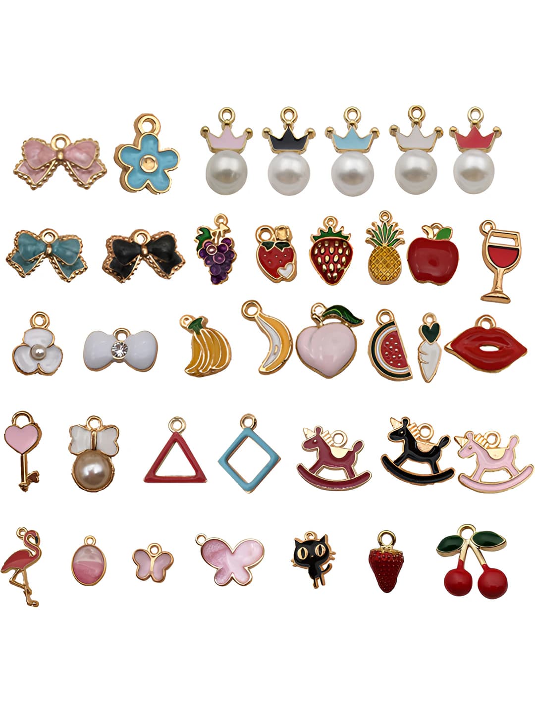 Women's Korean style DIY charms: gold alloy pendants with enamel drop, delicate accessories for bracelets and necklaces