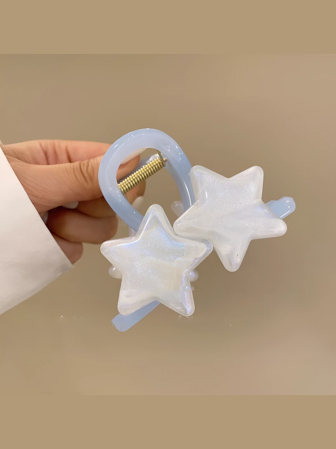 1# Blue bg white stars clip, 8 cm