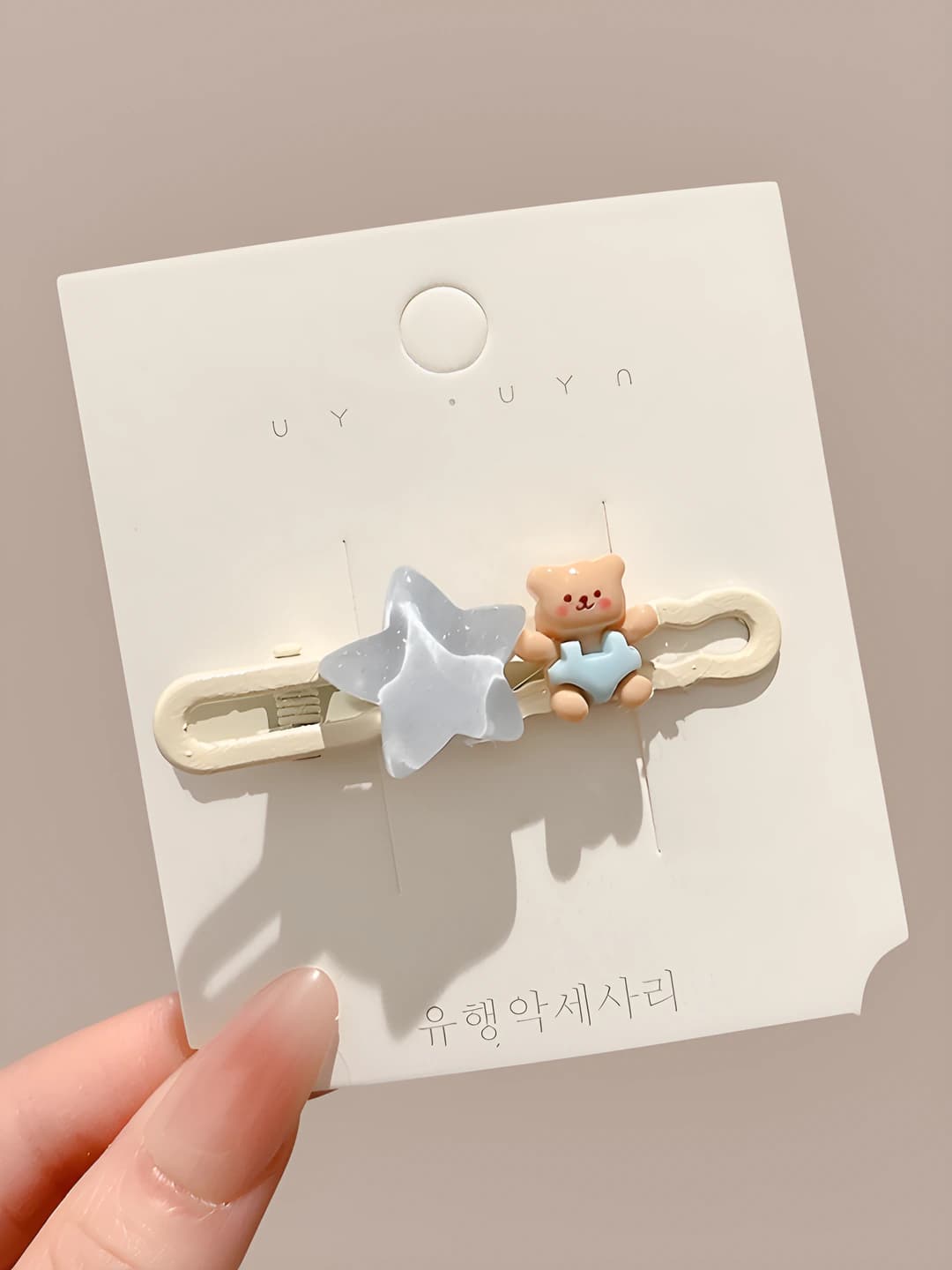 Bear and star, straight clip, 6 cm