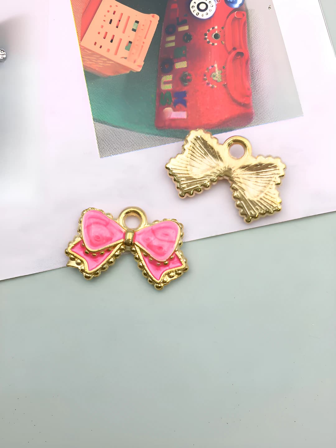 1 шт малиновый бант 15.5x10mm-0.8g-12248