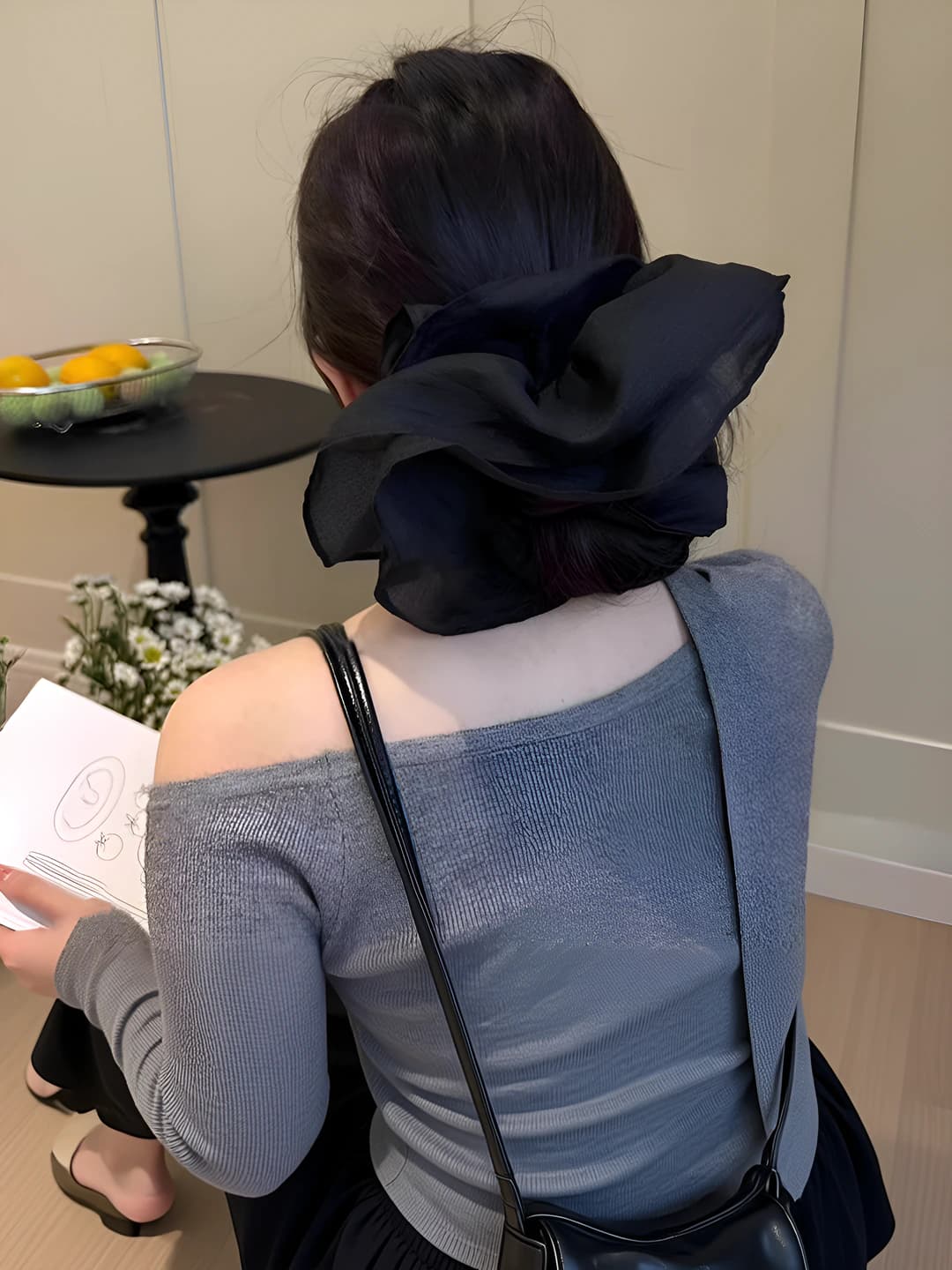 Women's large stretch mesh hair scrunchie, high elasticity, does not damage hair, durable, sweet style hair accessory