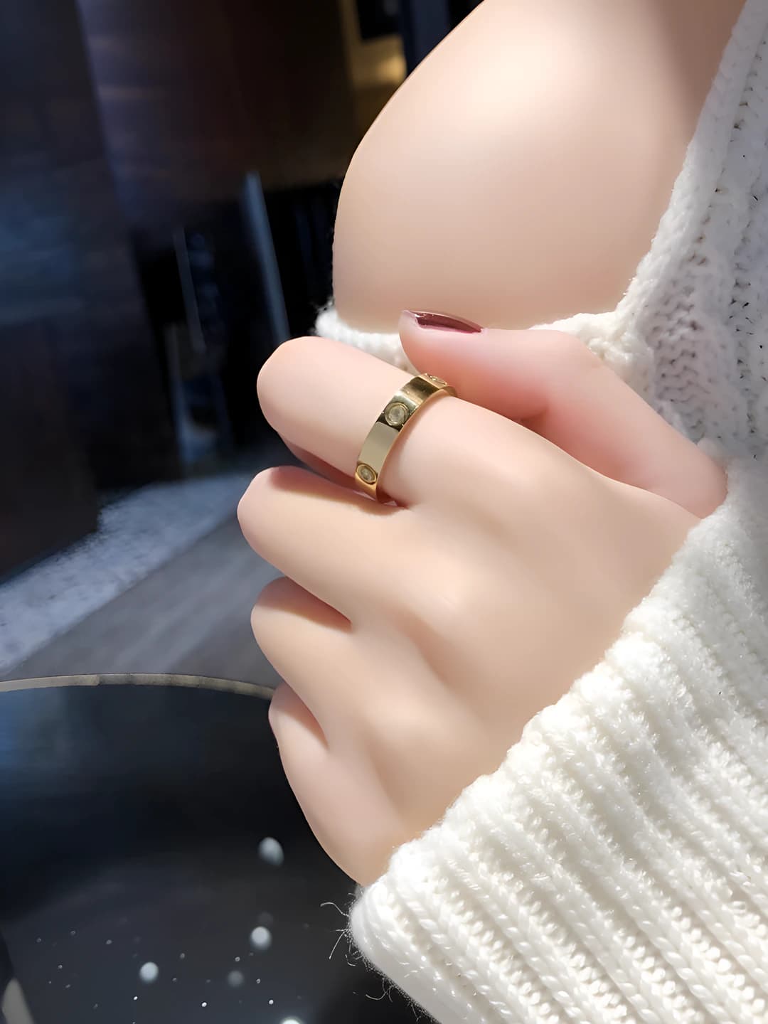 Gold with diamonds (titanium steel)