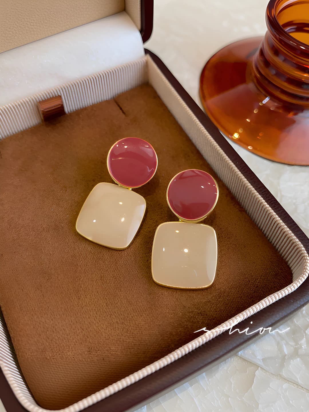 Women's retro french style geometric earrings