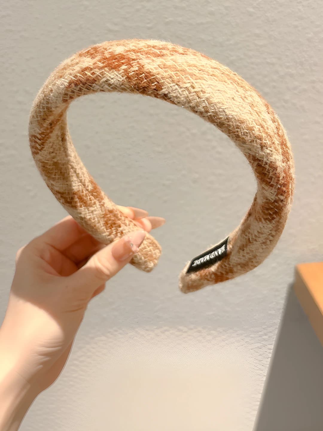 Кофейный плетёный клетчатый, 3.8 см