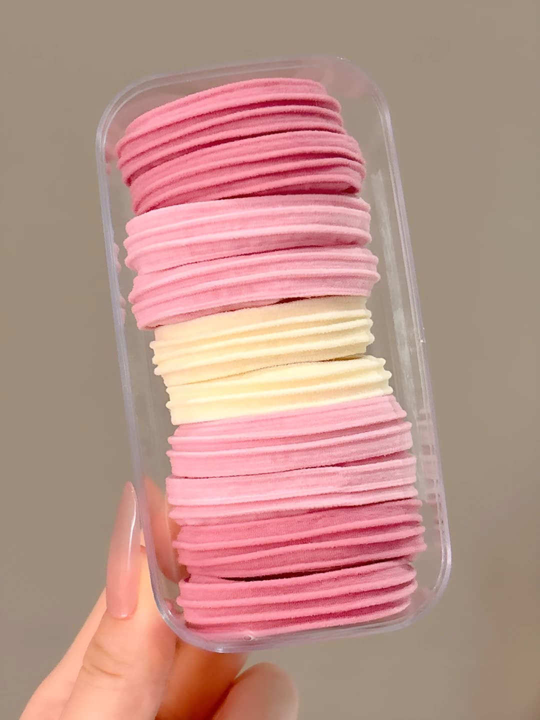 1# Pink - Striped 10 pcs [Elliptical box] Ring 4.5cm