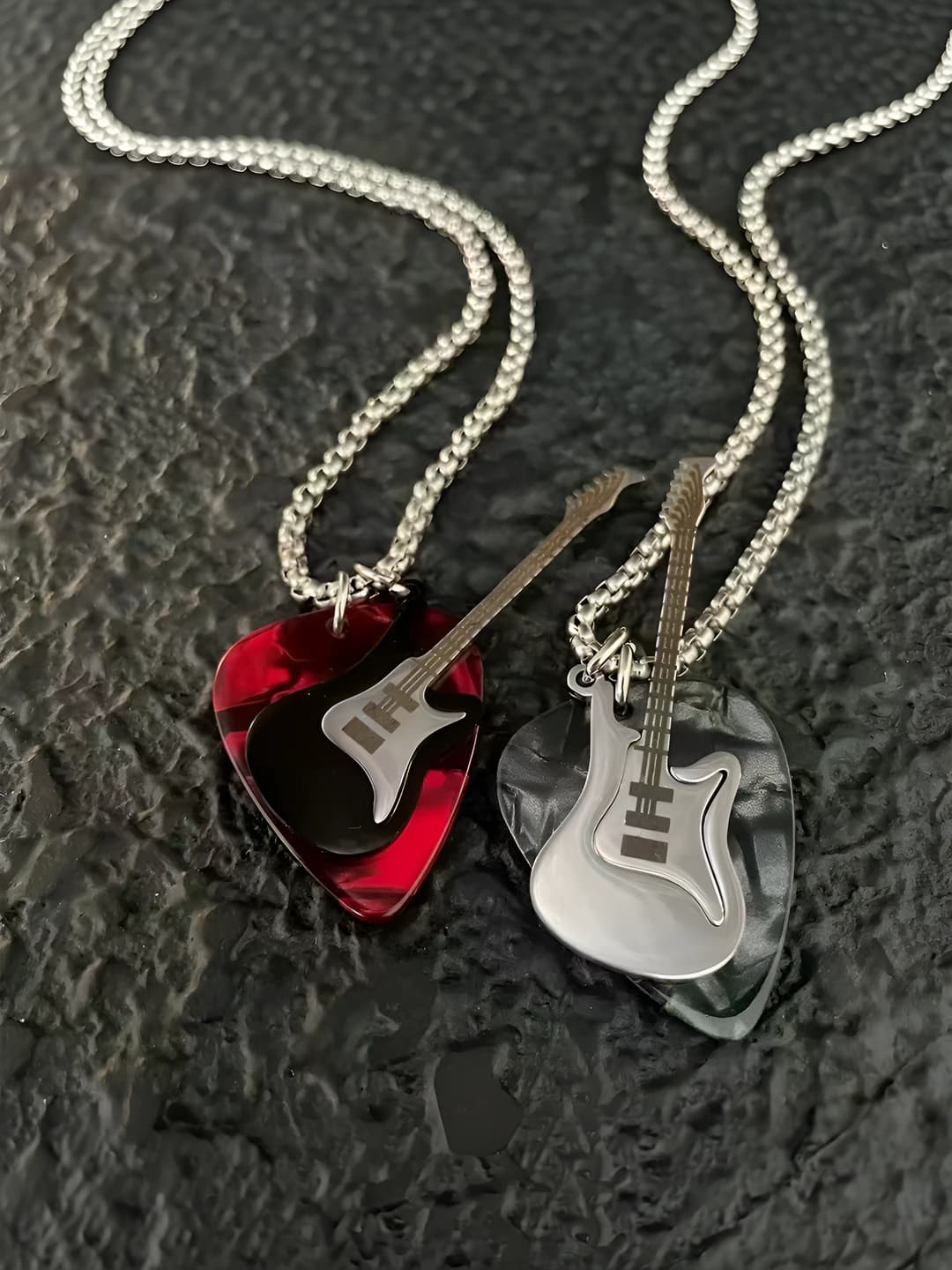 Gitara pick kulonli zanjir, erkaklar va ayollar uchun, qotishma metall, kundalik uslub