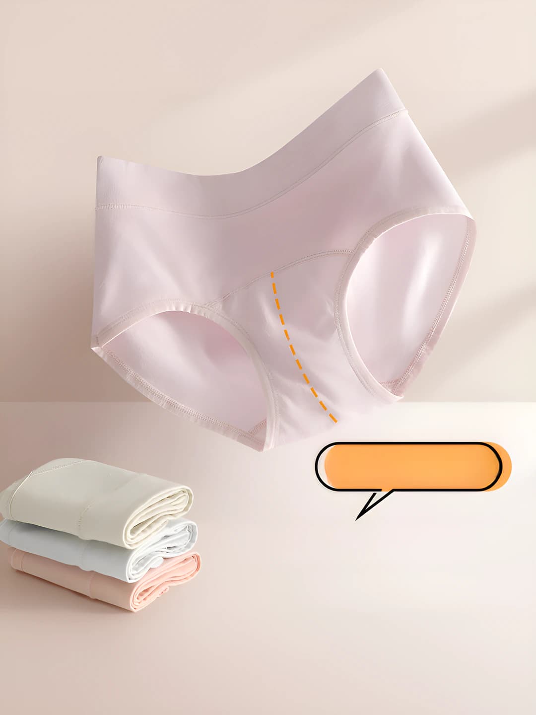 Women's cotton briefs, 60S long-staple cotton, antibacterial, breathable, seamless, solid colour, plus size, mid-waist