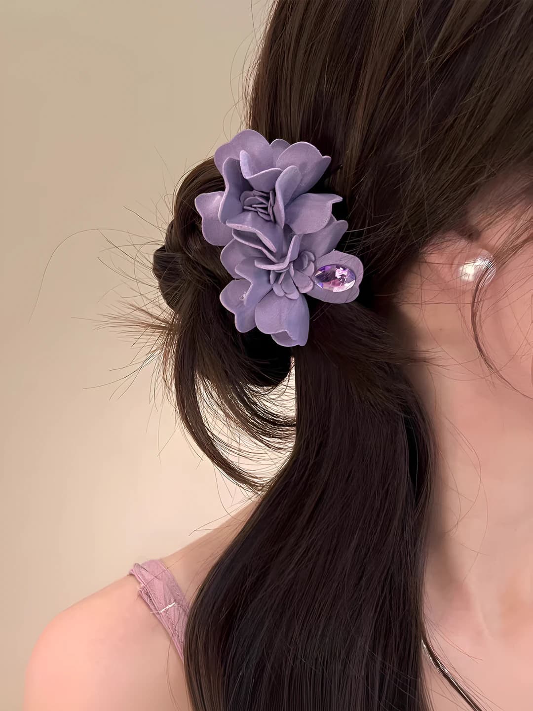 22# Purple dew double flower clip