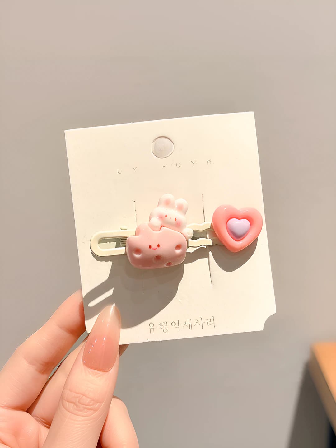 Rabbit heart hair clip - 6 cm