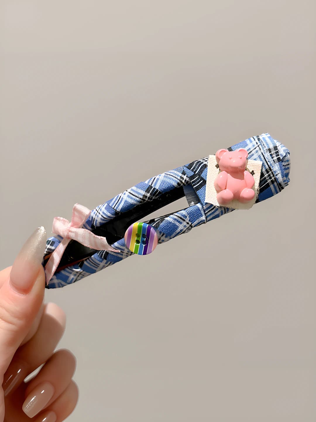 Light blue pink bear 12 cm