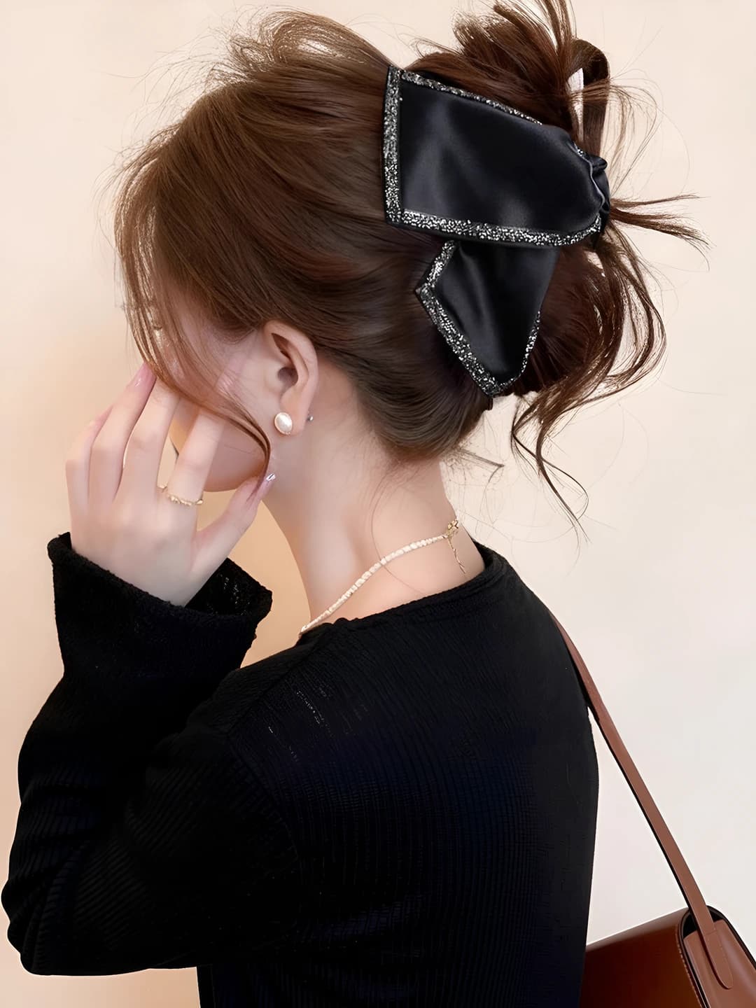 Grey diamond hair clip-13 cm