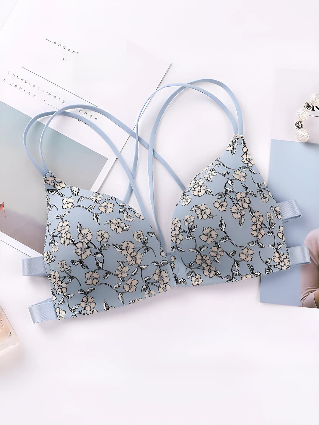 Floral on blue