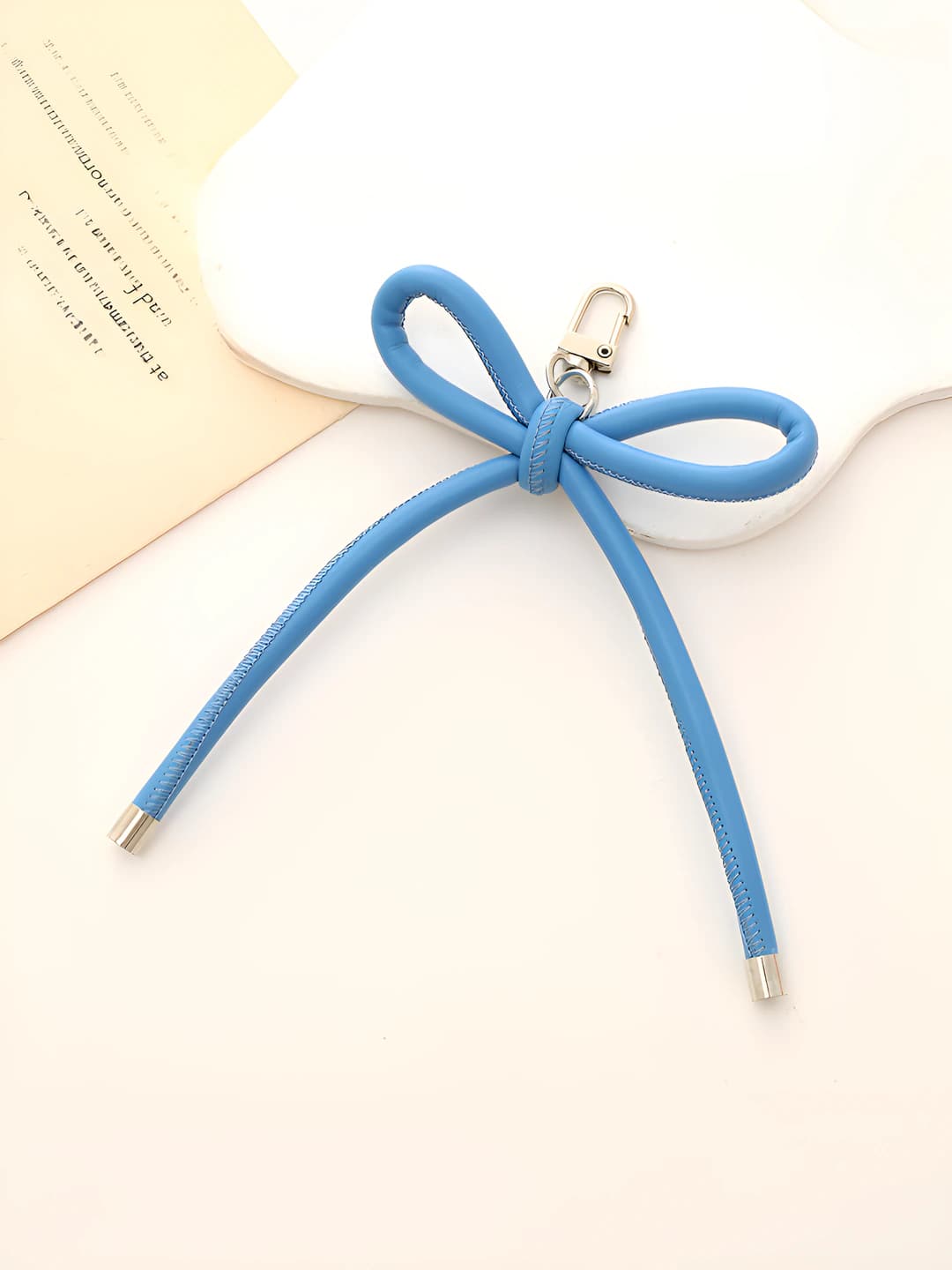 K3658 Leather bow charm Blue