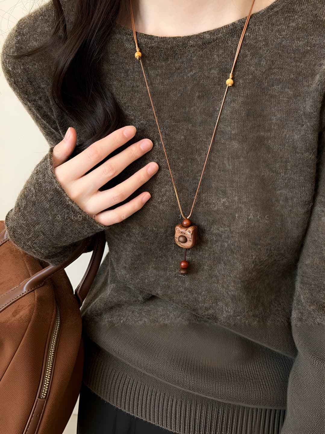 Coffee bean bear necklace