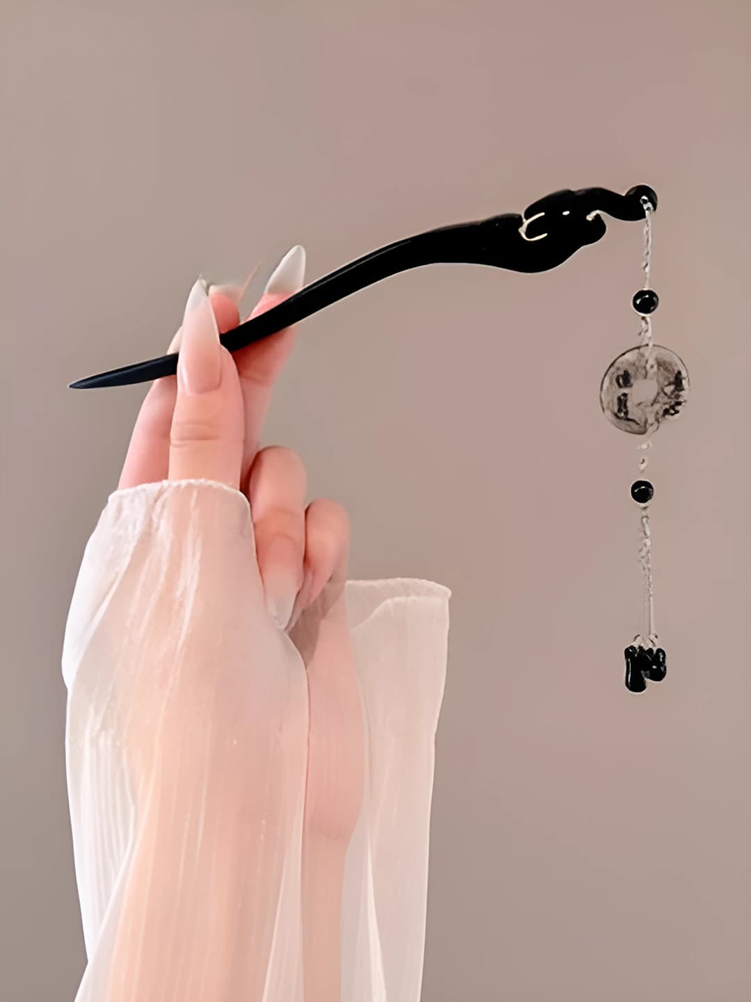 2# Wooden moon-chasing hairpin