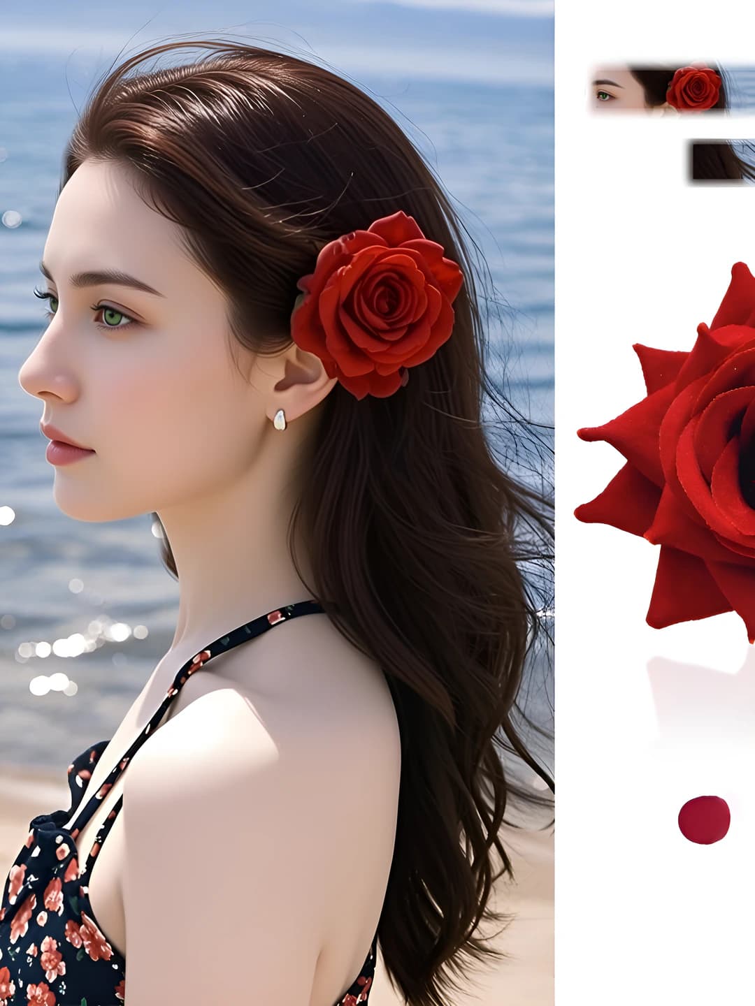 1# Red rose clip (~4.5 cm)