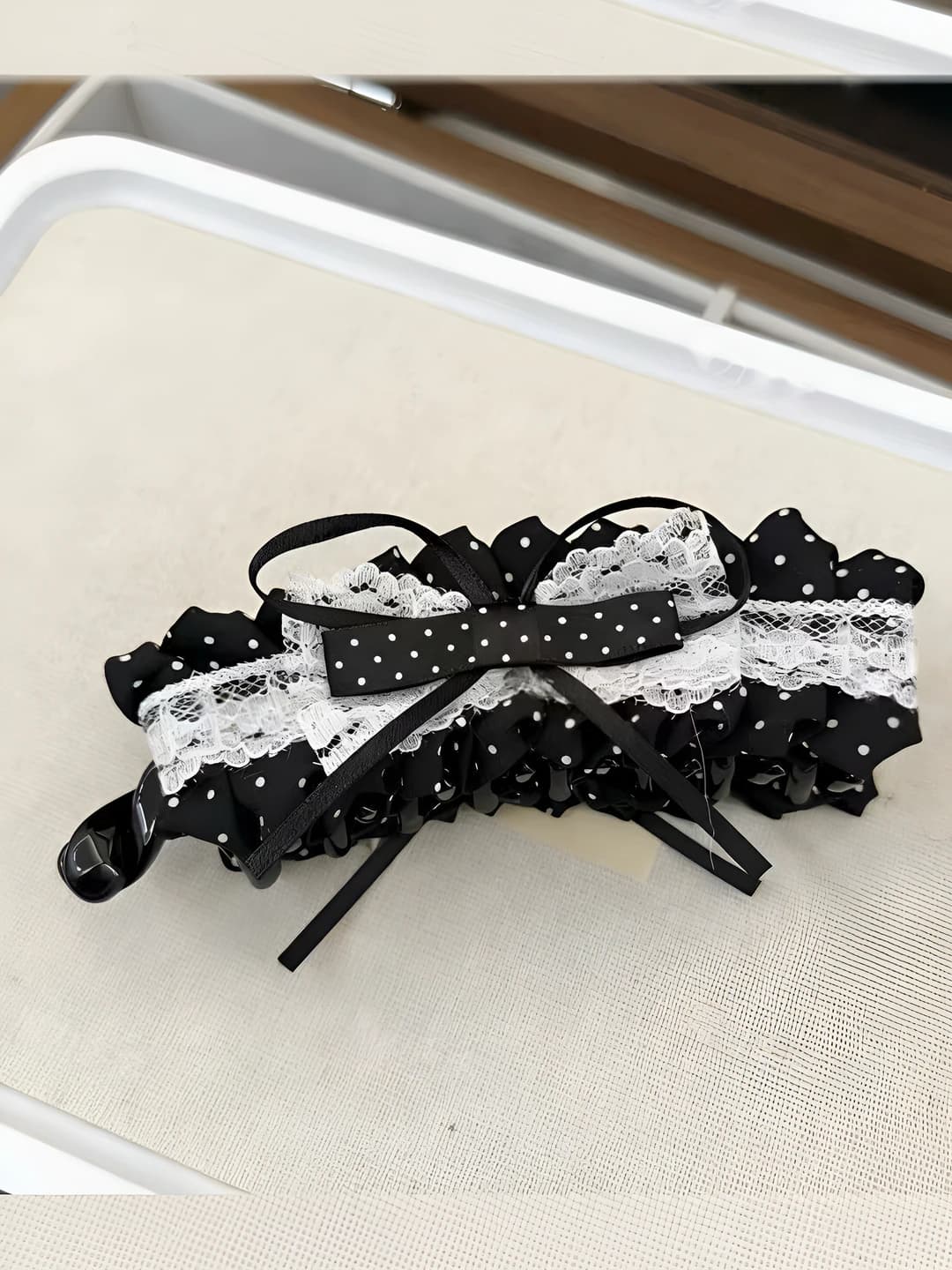 1# Black polka dot, 13 cm