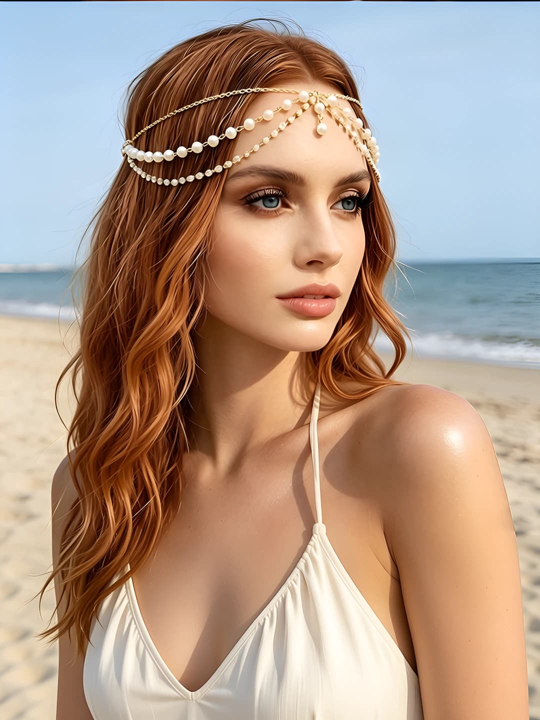 Gold, multi-layer tassel hair accessory