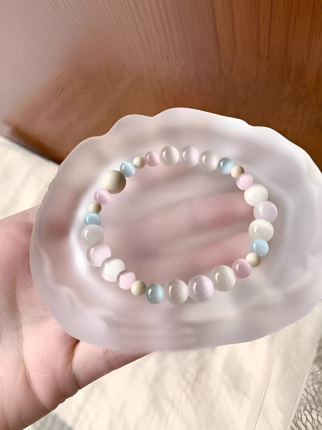 Women's retro handmade cat's eye beaded bracelet