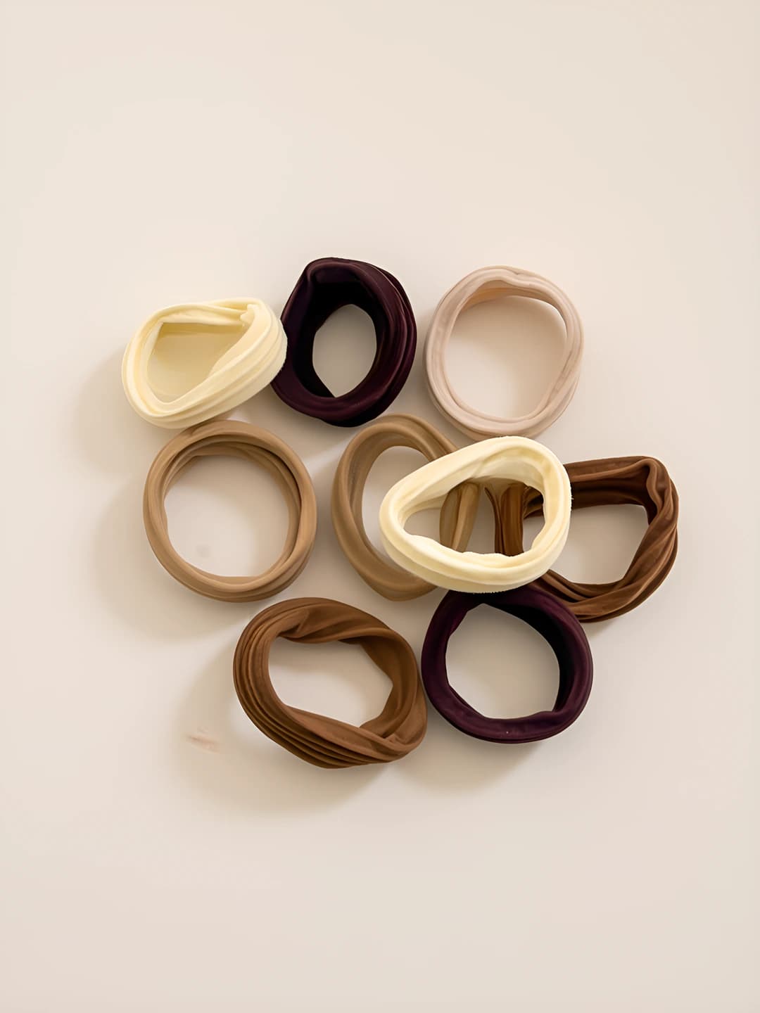 Coffee striped hair ties, 10 pcs